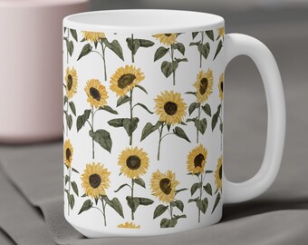 Sunflower floral Coffee Mug, Cottagecore Flower Gift for her, Housewarming Decor