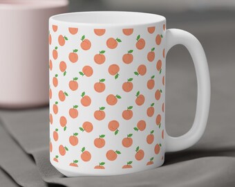 Peachy Print Coffee Mug, Fruit Cup for Birthday Gift, Gift for Girlfriend, Boyfriend