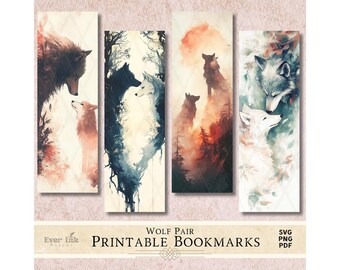 Wolf Bookmark Fantasy Bookmarks Digital Bookmark Romantasy Bookmark Printable Shifter Romance Bookmark Sublimation PNG Bookish Bookmarks PDF
