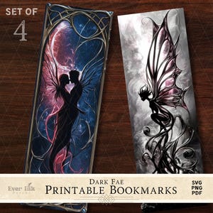 Zakładka Dark Fantasy Romantyczne wzory sublimacji do zakładek Drukowanie SVG Pomysły na prezenty książkowe dla przyjaciół z klubu książki Materiały do druku Dark Fae