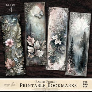 Junk Journal Cottagecore Bookmark Woodland Digital Art Forest Ephemera Idea DIY Gift for Card Craft Paper Inspiracja do Bullet Journal Art
