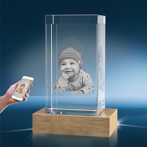 Personalized 3D Crystal Photo - Valentines Day Gift, Custom Engraved Crystal for Couples, Unique Birthday & Anniversary Gift
