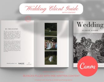 Modèle de guide de bienvenue pour photographie de mariage, style éditorial (Canva)
