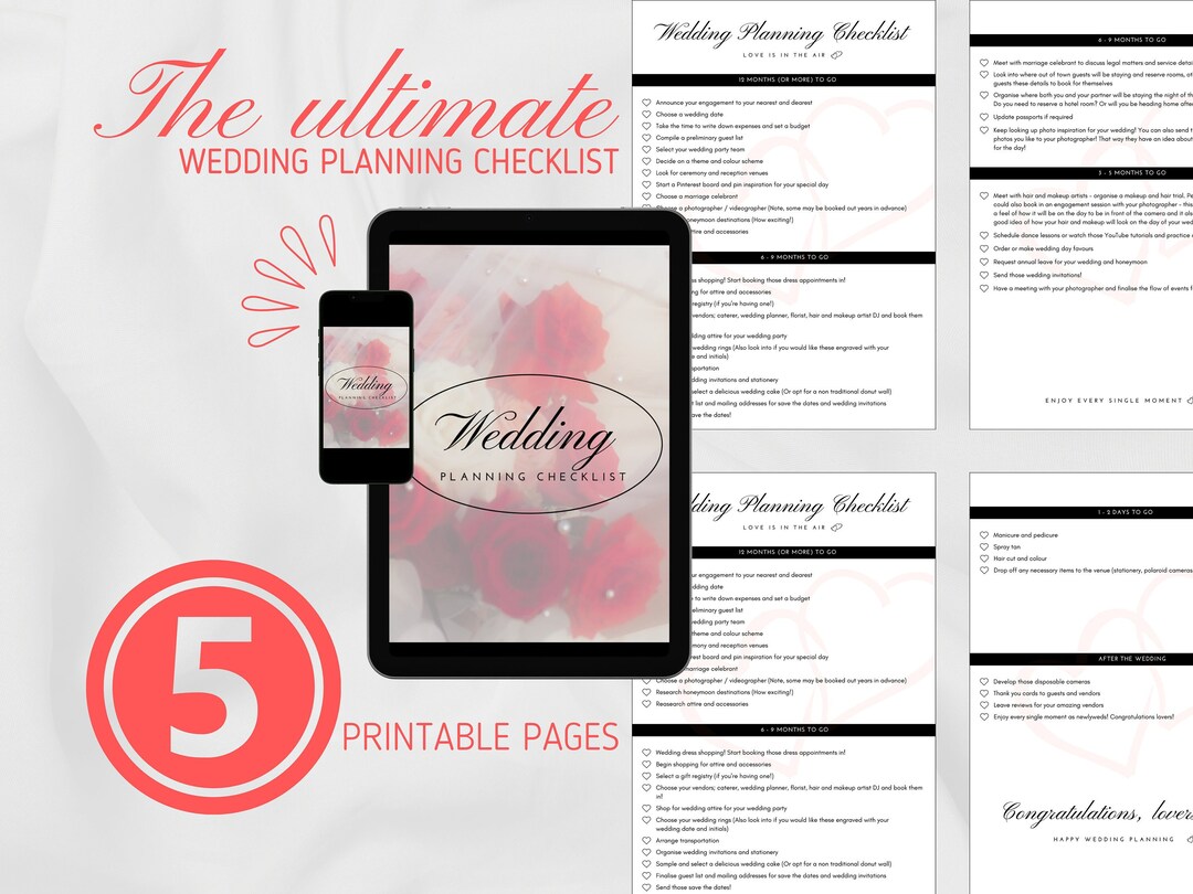 Wedding Checklist Wedding Planning Checklist Printable Wedding Checklist Planner | Bridal Guide ...