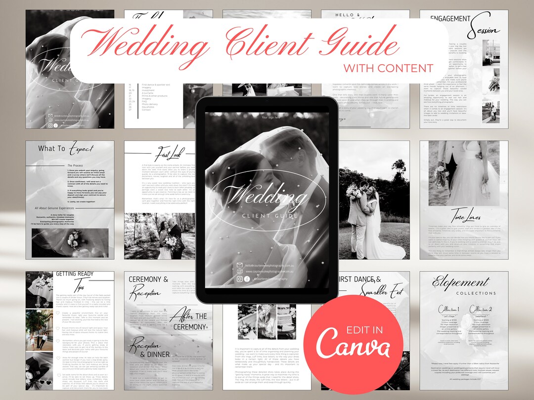 Photography Welcome Guide.pdf Wedding Photography Welcome Guide, Pricing Magazine Canva Template (PDF ...