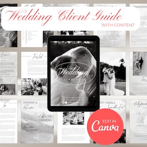 CANVA Modern Wedding Photography Welcome Guide, Pricing Guide, Wedding Magazine Template,  Editorial Client Guide, Pre Written Wedding Guide