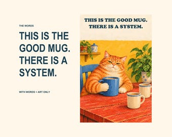 The Good Mug Print, Funny Cat Kitchen Wall Art, Printable Coffee Poster