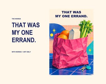 That Was My One Errand Print, Funny Grocery Bag Wall Art, Retro 80s Sarcastic Quote, Digital Download