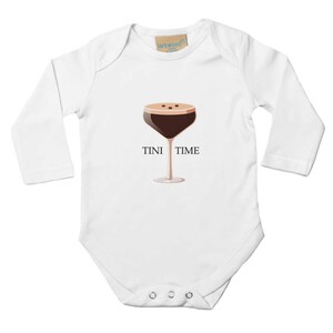 Tini Time Onesie - Espresso Martini Baby Long Sleeve Onesie, Cute & Fun Gift for Cocktail Lovers, Baby Shower Gift, Unisex Baby Clothes