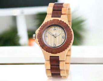 Damen Holzuhr | Vintage Armbanduhr | Armbanduhr | Freundin Geschenk | Mutter Geschenk | Naturholz | Einzigartige Uhr