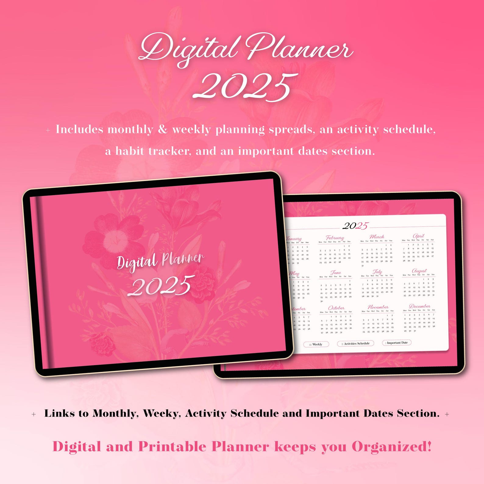 2025 Digital & Printable Planner for Work-life Balance - Weekly ...