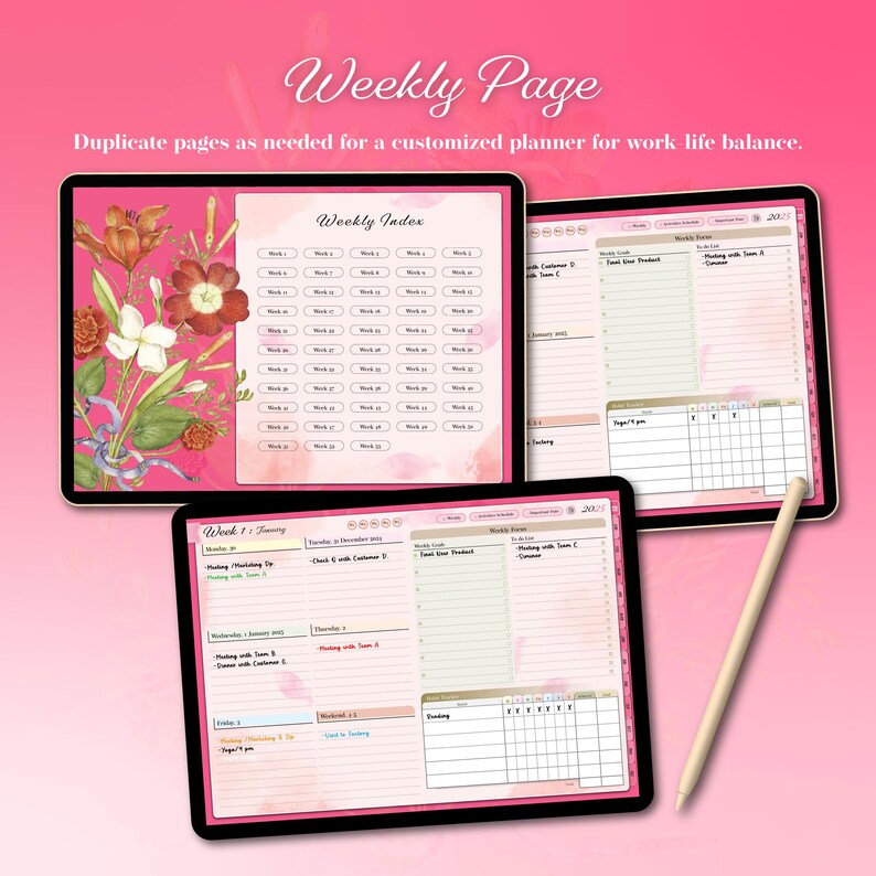 2025 Digital & Printable Planner for Work-life Balance - Weekly ...