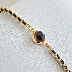 Echtes Rauchquarz Armband, natürlicher erdiger Farbe Kristall Schmuck, handgemachte gewebte Panzerkette, Edelstein Geschenk für sie, Weihnachtsgeschenk