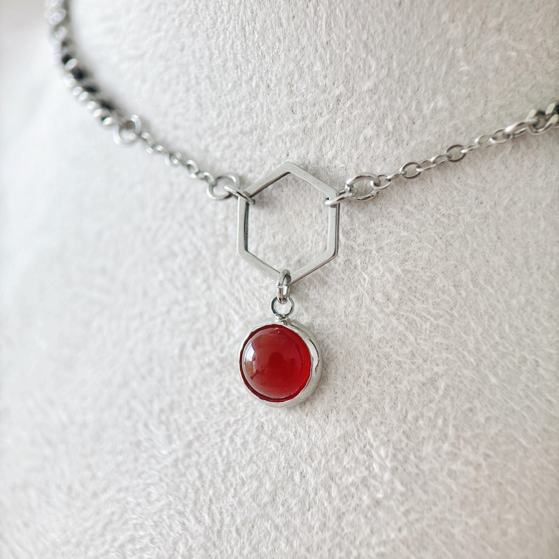 Dainty Carnelian Necklace, Natural Red Orange Choker, Cabochons Gemstone Layered necklace, Handmade Woven Gold And Black Jewelry, Girlfriend bild 6