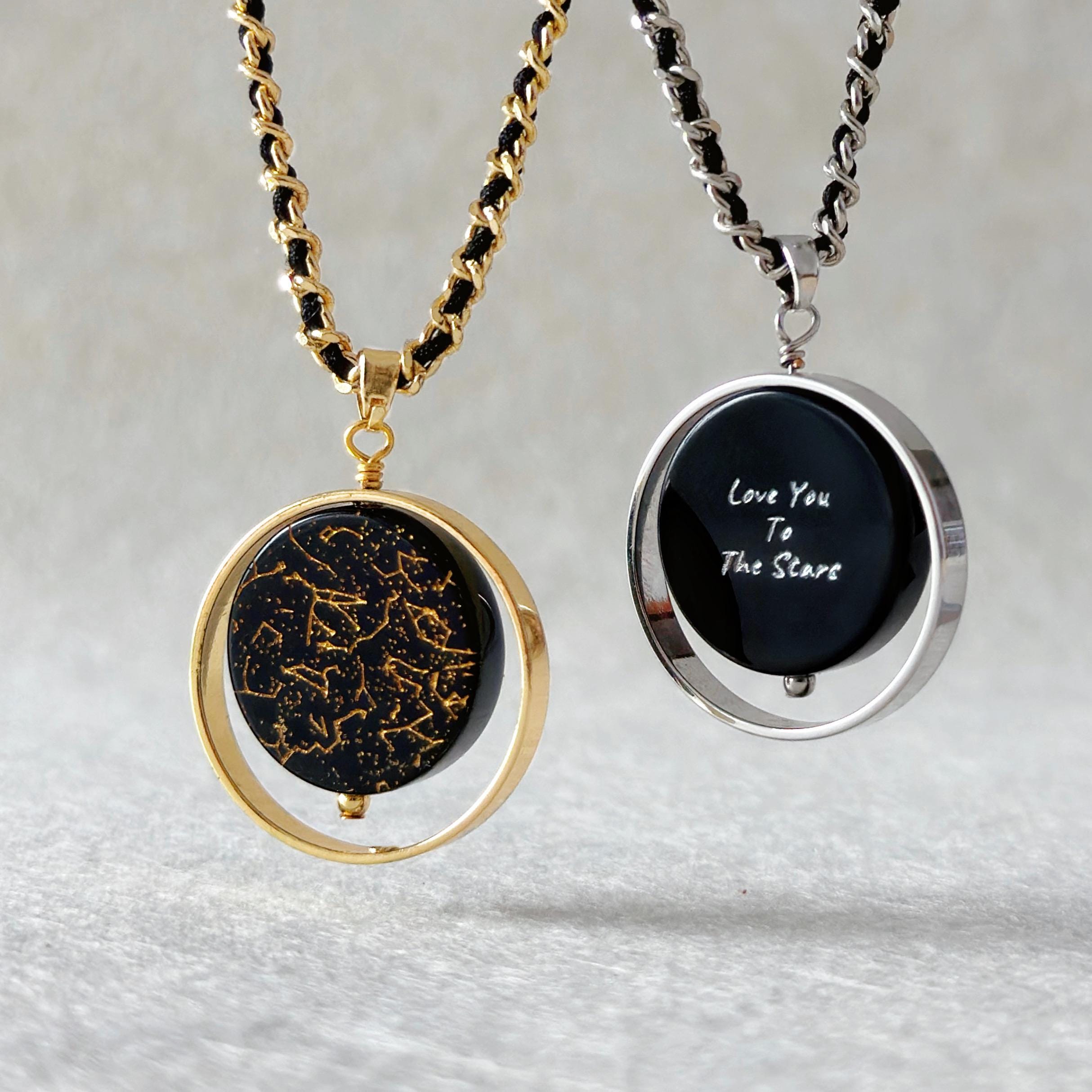 Clearine Collana Argento 925 Oroscopo Zodiaco 12 Costellazione Astrologia Galassia & Mezzaluna Luna Perle di vetro Pendente Bilancia