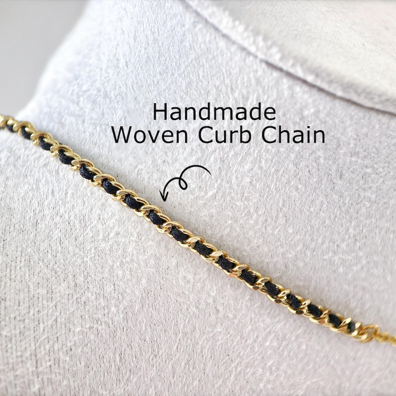 Dainty Carnelian Necklace, Natural Red Orange Choker, Cabochons Gemstone Layered necklace, Handmade Woven Gold And Black Jewelry, Girlfriend bild 3