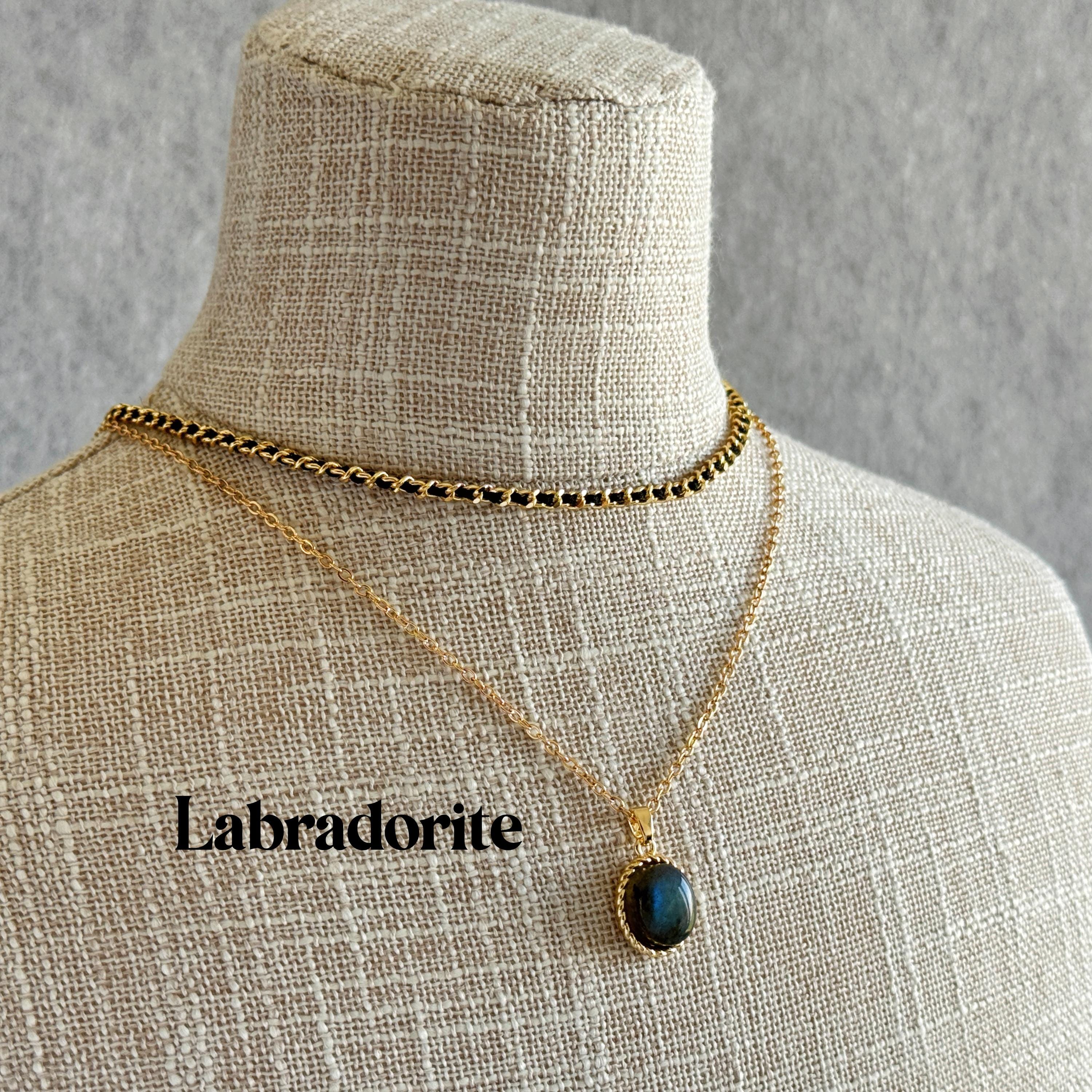 Geniune Layered Labradorite Necklace, Oval Rainbow Labradorite Pendant Necklace, Natural Cabochon Duo Choker, Jewelry For Women, Wedding