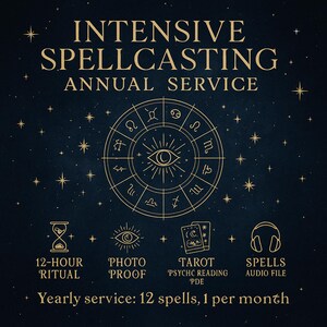 Personalisation custom spells+Tarot Psychic Reading |12‑Hour Ritual |Yearly service: 12 spells, 1 per month+PDF+PHOTO+MP3