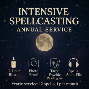 Personalisation custom spells+Tarot Psychic Reading |12‑Hour Ritual |Yearly service: 12 spells, 1 per month+PDF+PHOTO+MP3