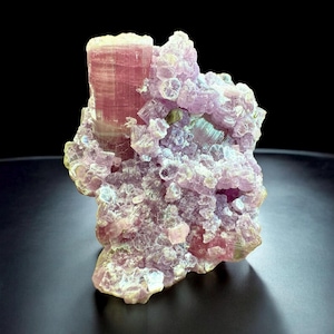 Natural Pink Rubellite Tourmaline & Lepidolite on Matrix from Paprok Afghanistan - Raw Healing Crystal, Rare Mineral Specimen, Gemstone
