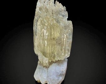 Etched Triphane Kunzite on Quartz Crystal Afghanistan Natural Mineral Collector Specimen