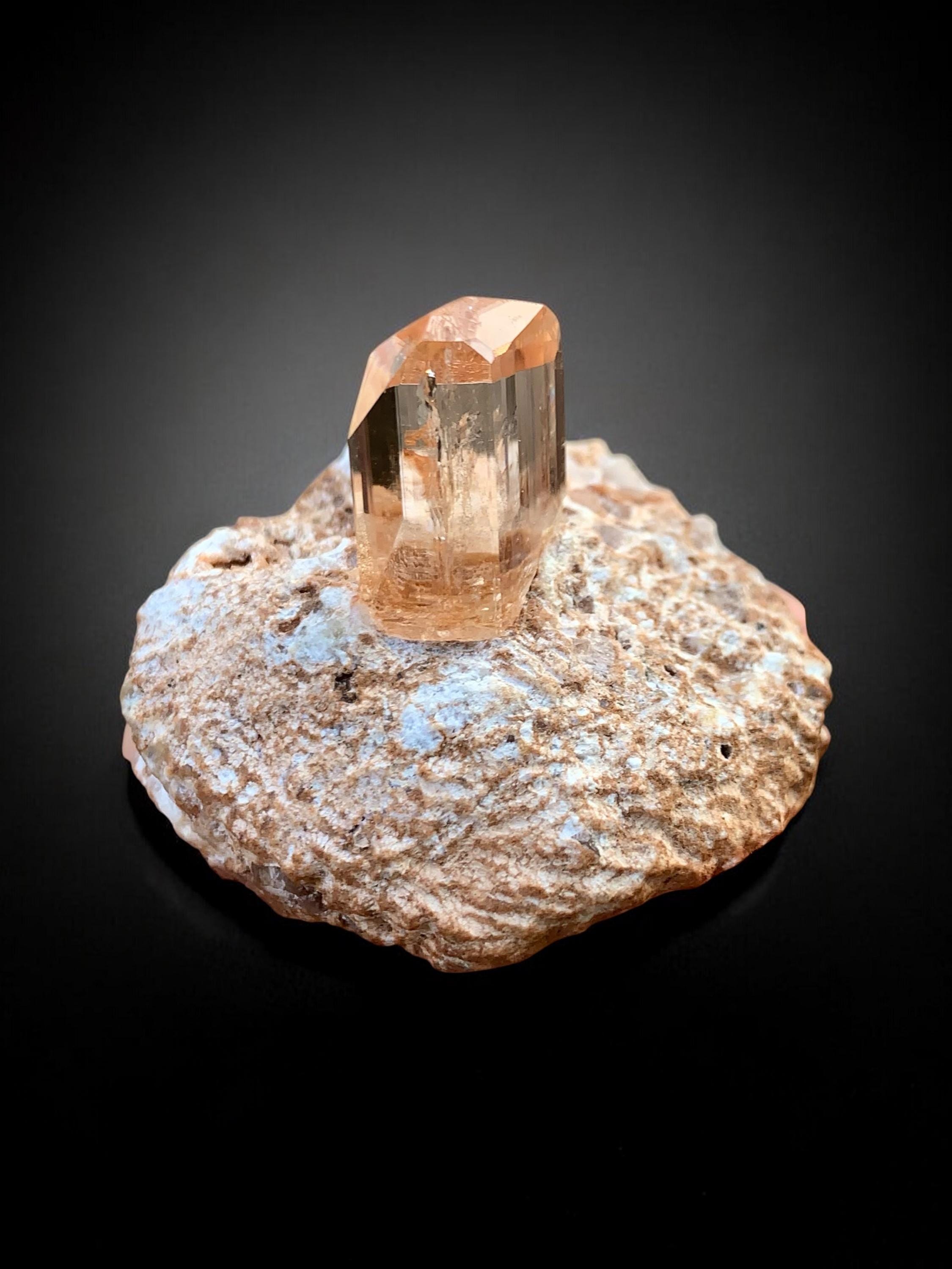 Imperial Topaz Crystal on Matrix: Gemmy Mineral Specimen, Katlang Pakistan