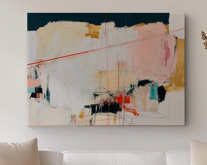 Neutral Abstract Wall Art Print, Blush Pink Abstract Painting, Modern Minimalist Art Print, Large Contemporary Canvas Wall Decor
