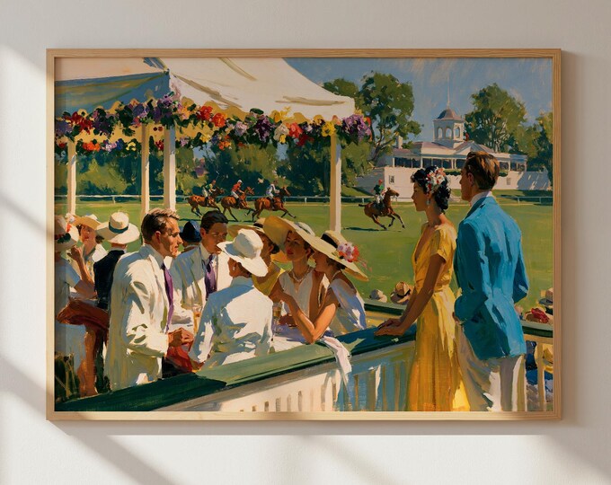Horse Racing Wall Art Print, Equestrian Canvas Print, Jockey Race Track Artwork, Vintage Sporting Wall Decor, Kentucky Derby Poster
