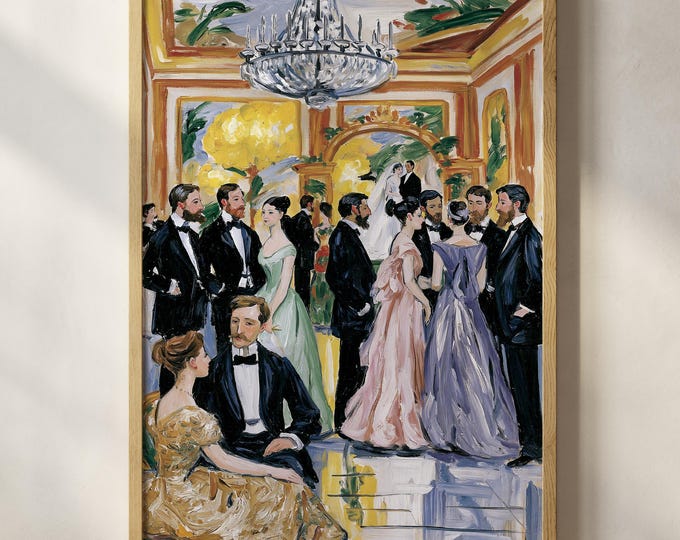 Elegant Ballroom Wall Art Print, Luxury Gala Canvas, Vintage Party Painting, Old Money Decor, Grand Hotel Wall Art, Gilded Age Art