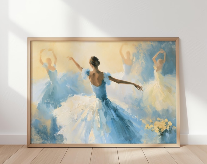 Ballerina Wall Art Print, Ballet Dancer Painting, Girls Room Decor, Ballet Studio Wall Art, Feminine Dance Art, Ballerina Gift