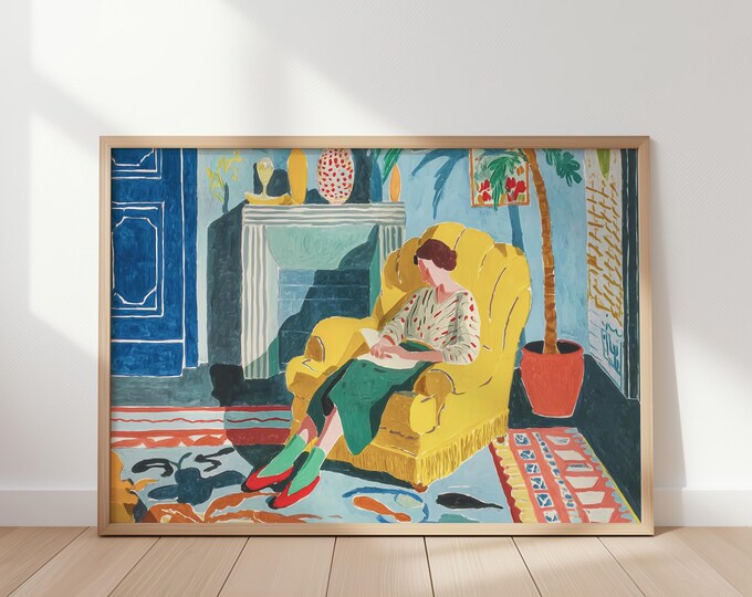 Matisse Inspired Wall Art, Colorful Woman Painting, Fauvism Style Canvas Print, Modern Living Room Decor, Large Art Print