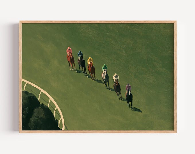 Horse Racing Wall Art Print, Equestrian Canvas Print, Jockey Race Track Artwork, Vintage Sporting Wall Decor, Kentucky Derby Poster