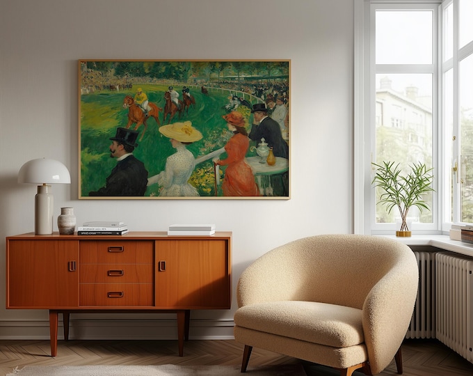 Vintage Horse Racing Print, Impressionist Equestrian Wall Art, Old Money Aesthetic Decor, Antique Jockey Painting, Classic Sporting Wall Art