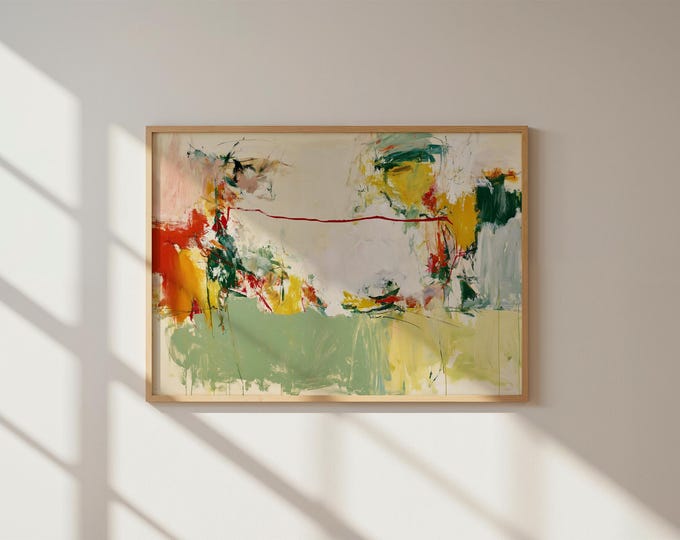Green Abstract Wall Art Print, Colorful Botanical Painting, Modern Contemporary Art Print, Large Spring Floral Canvas, Living Room Decor