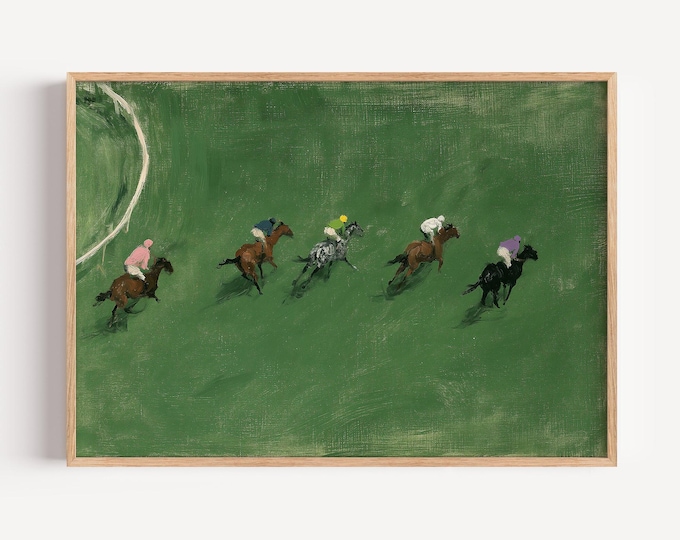 Horse Racing Wall Art Print, Equestrian Canvas Print, Jockey Race Track Artwork, Vintage Sporting Wall Decor, Kentucky Derby Poster