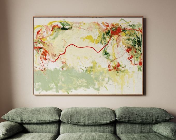 Green Abstract Wall Art Print, Colorful Botanical Painting, Modern Contemporary Art Print, Large Spring Floral Canvas, Living Room Decor