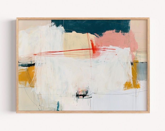 Neutral Abstract Wall Art Print, Blush Pink Abstract Painting, Modern Minimalist Art Print, Large Contemporary Canvas Wall Decor