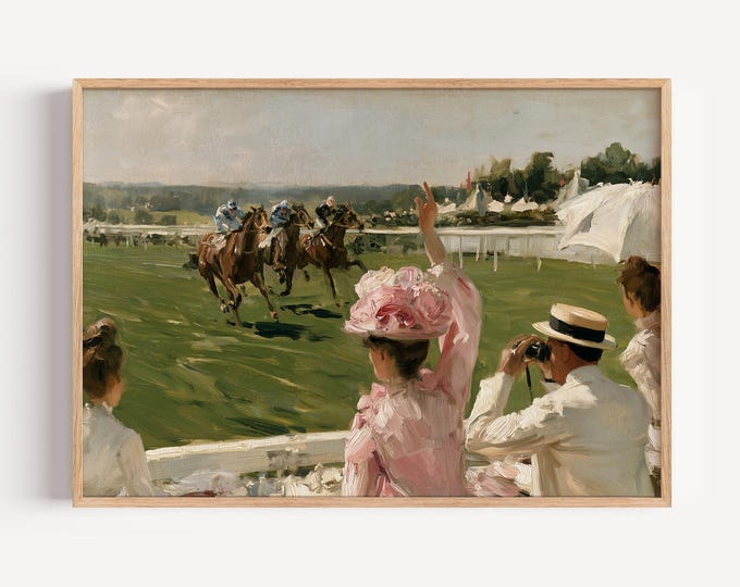 Equestrian Wall Art Print, Horse Rider Canvas Print, Vintage Horse Painting, English Riding Decor, Country Club Artwork, Preppy Art
