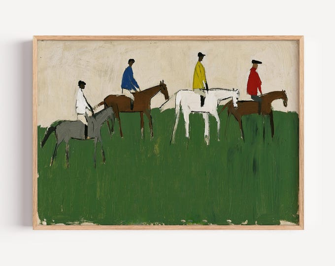 Equestrian Wall Art Print, Horse Rider Canvas Print, Vintage Horse Painting, English Riding Decor, Country Club Artwork, Preppy Art