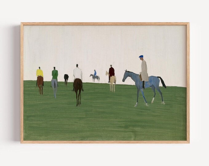 Equestrian Wall Art Print, Horse Rider Canvas Print, Vintage Horse Painting, English Riding Decor, Country Club Artwork, Preppy Art