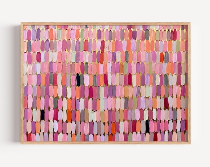 Colorful Pastel Abstract Wall Art Print, Impasto Brushstroke Framed Wall Art, Textured Rainbow Canvas Decor, Dopamine Room Painting