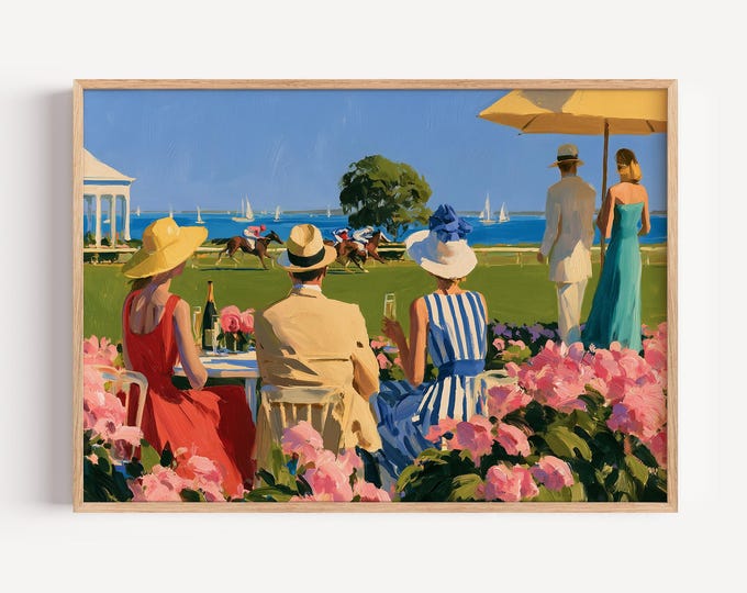 Horse Racing Wall Art Print, Equestrian Canvas Print, Jockey Race Track Artwork, Vintage Sporting Wall Decor, Kentucky Derby Poster
