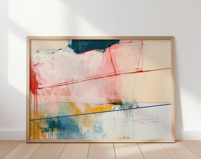 Neutral Abstract Wall Art Print, Blush Pink Abstract Painting, Modern Minimalist Art Print, Large Contemporary Canvas Wall Decor