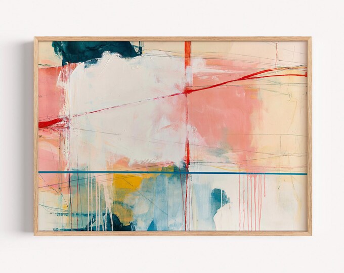 Neutral Abstract Wall Art Print, Blush Pink Abstract Painting, Modern Minimalist Art Print, Large Contemporary Canvas Wall Decor