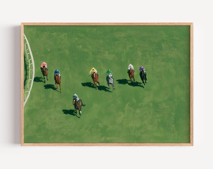 Horse Racing Wall Art Print, Equestrian Canvas Print, Jockey Race Track Artwork, Vintage Sporting Wall Decor, Kentucky Derby Poster