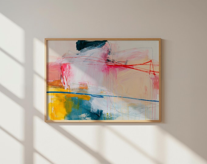 Neutral Abstract Wall Art Print, Blush Pink Abstract Painting, Modern Minimalist Art Print, Large Contemporary Canvas Wall Decor