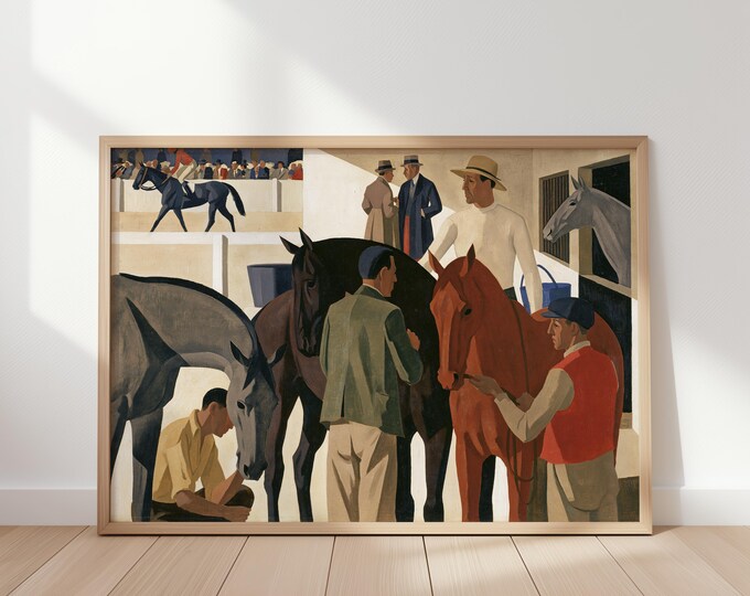 Equestrian Wall Art Print, Vintage Horse Stable Canvas, Polo Horse Artwork, Country Club Decor, English Riding Wall Art, Preppy Decor