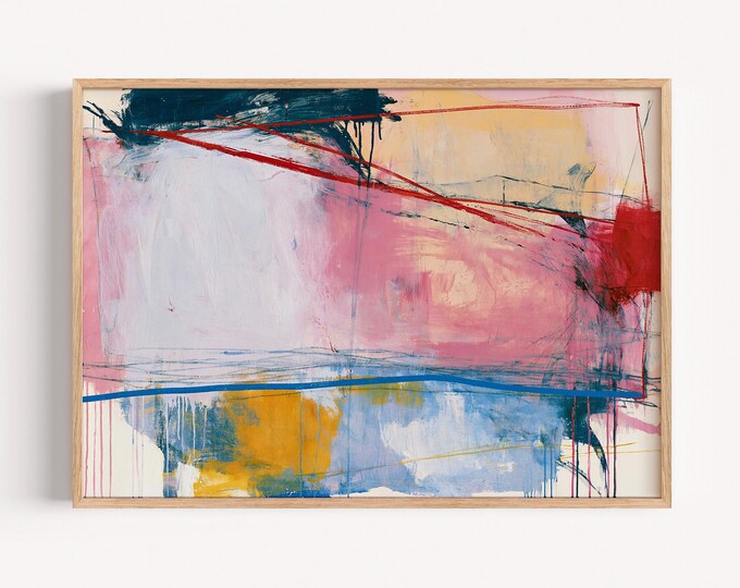 Neutral Abstract Wall Art Print, Blush Pink Abstract Painting, Modern Minimalist Art Print, Large Contemporary Canvas Wall Decor