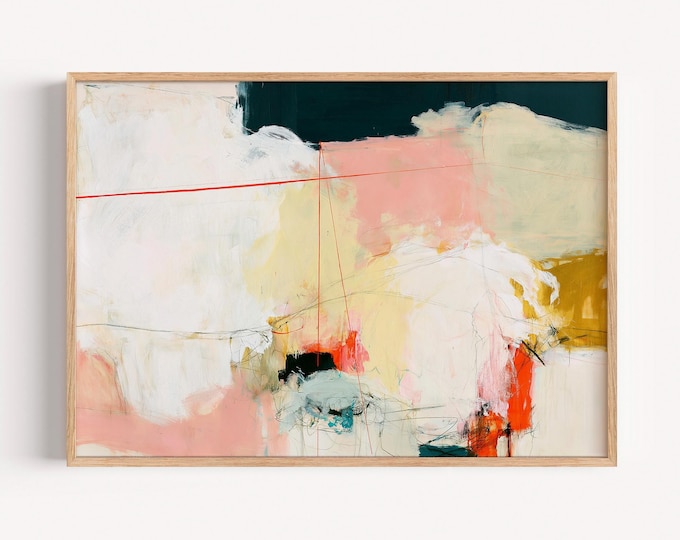 Neutral Abstract Wall Art Print, Blush Pink Abstract Painting, Modern Minimalist Art Print, Large Contemporary Canvas Wall Decor