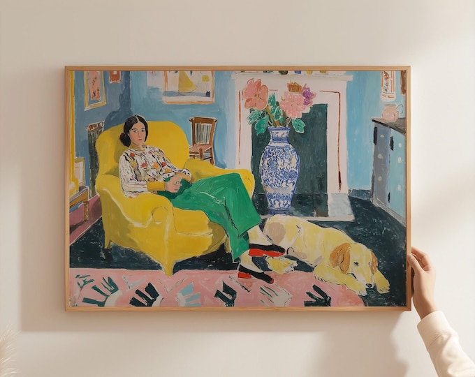 Matisse Inspired Wall Art, Colorful Woman Painting, Fauvism Style Canvas Print, Modern Living Room Decor, Large Art Print